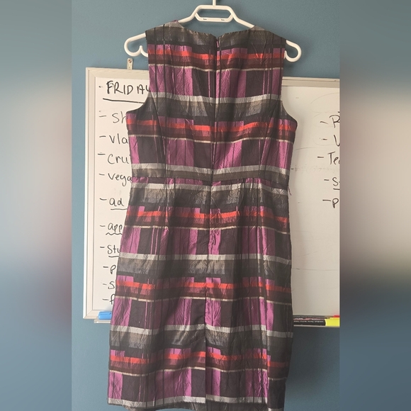 Stylish Multicolor Plaid Women's Michael Kors Size 8 Dress - Picture 4 of 4